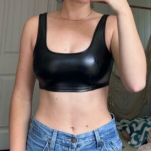 Black Vinyl Crop Top